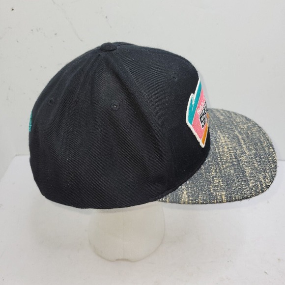 San Antonio Spurs Snapback Hat Black Blue Hardwood Classic Mitchell & Ness NBA - Picture 4 of 16